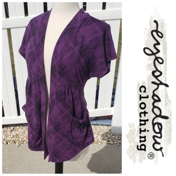 Eyeshadow Jackets & Blazers - Eyeshadow purple black plaid knit open